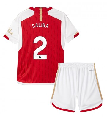 Arsenal William Saliba #2 Primera Equipación Niños 2023-24 Manga Corta (+ Pantalones cortos)